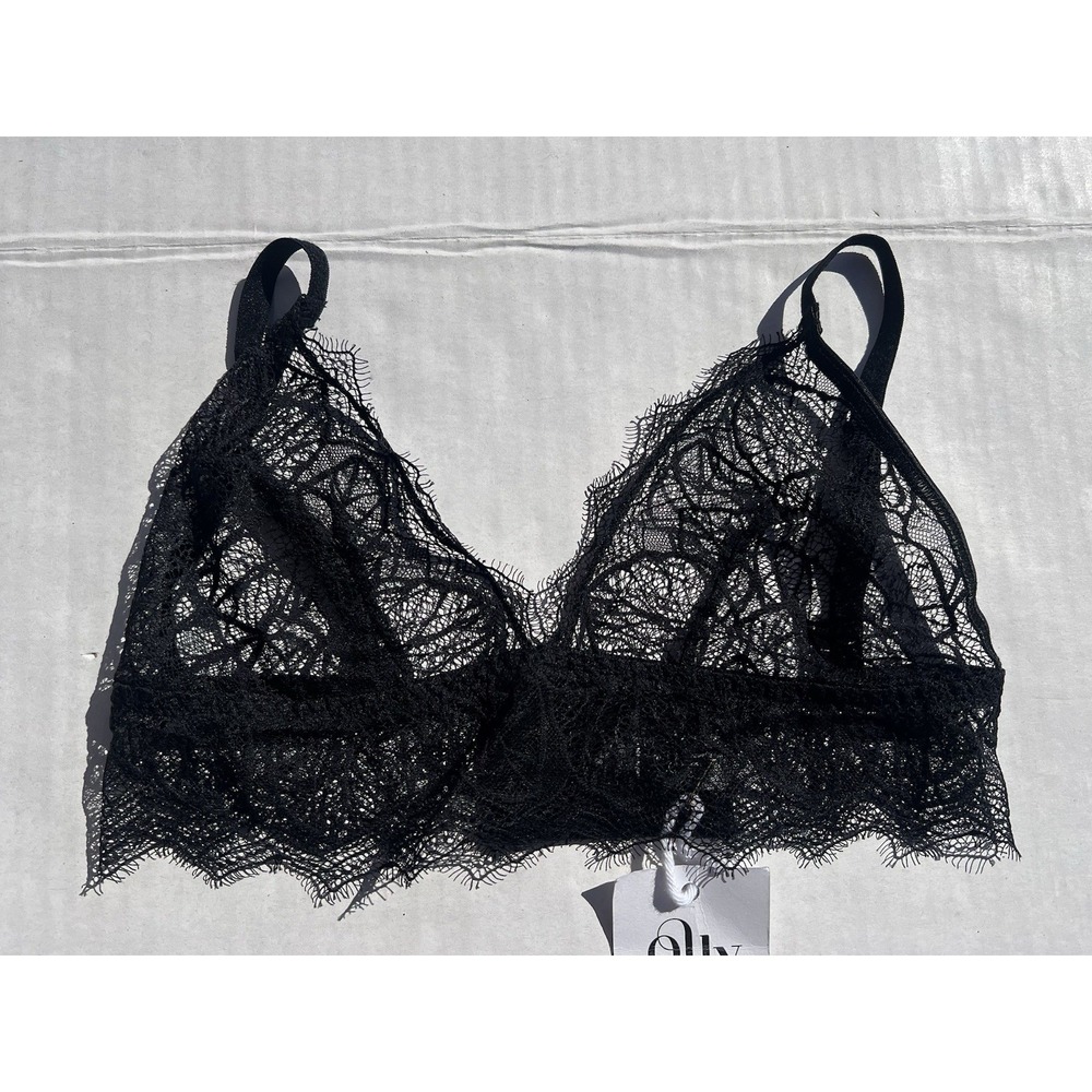 Olly Lingerie Black Bralette Liao Bra Size Small Lace Scallop Sheer Bra $73